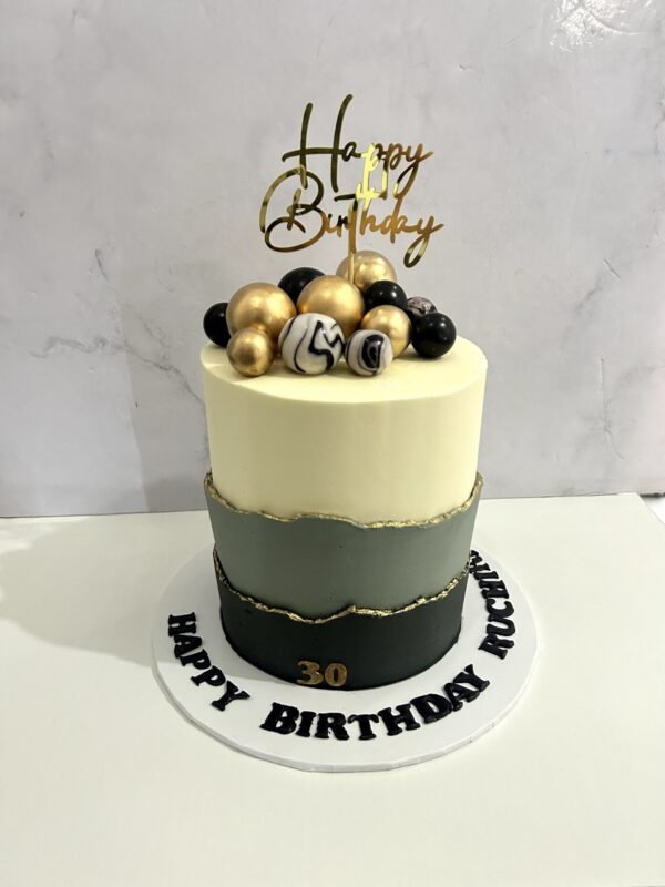 Black Grey White Buttercream Cake