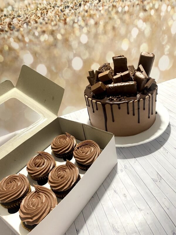 Chocolate Explosion Cake with 6 Chocolate Cupcakes