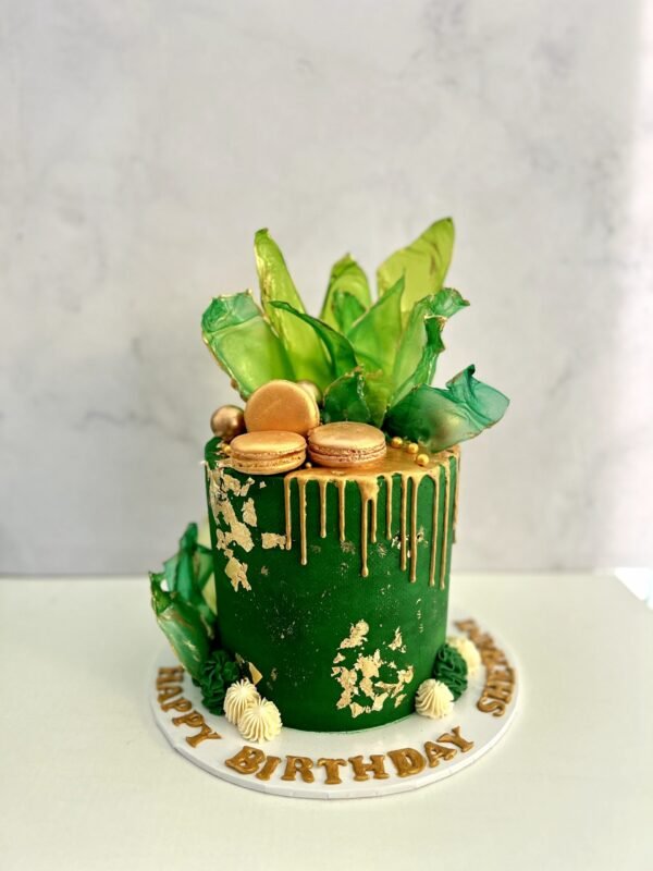 Green and Gold Birthday Cake