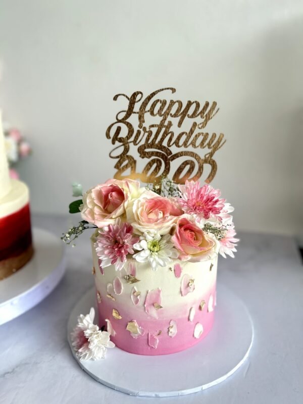 Pink Floral Buttercream Cake