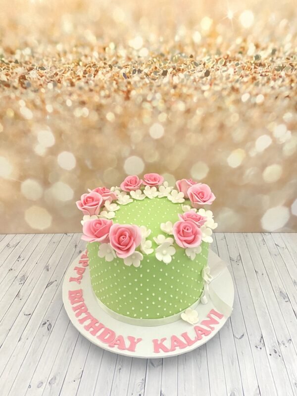 Pink Floral Fondant Cake