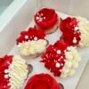 Red and white cupcakes set of 6