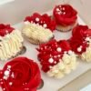 Red and white cupcakes set of 6
