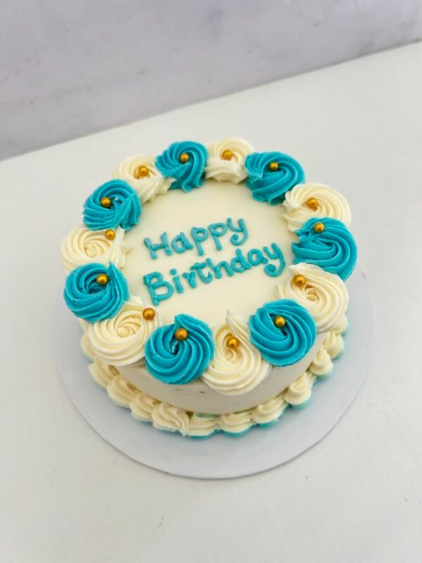 Blue and white mini cake