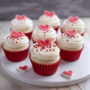Heart theme 6 cupcakes set