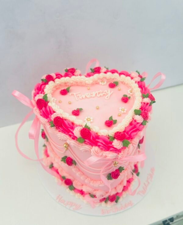 Victorian Buttercream cake pink and white